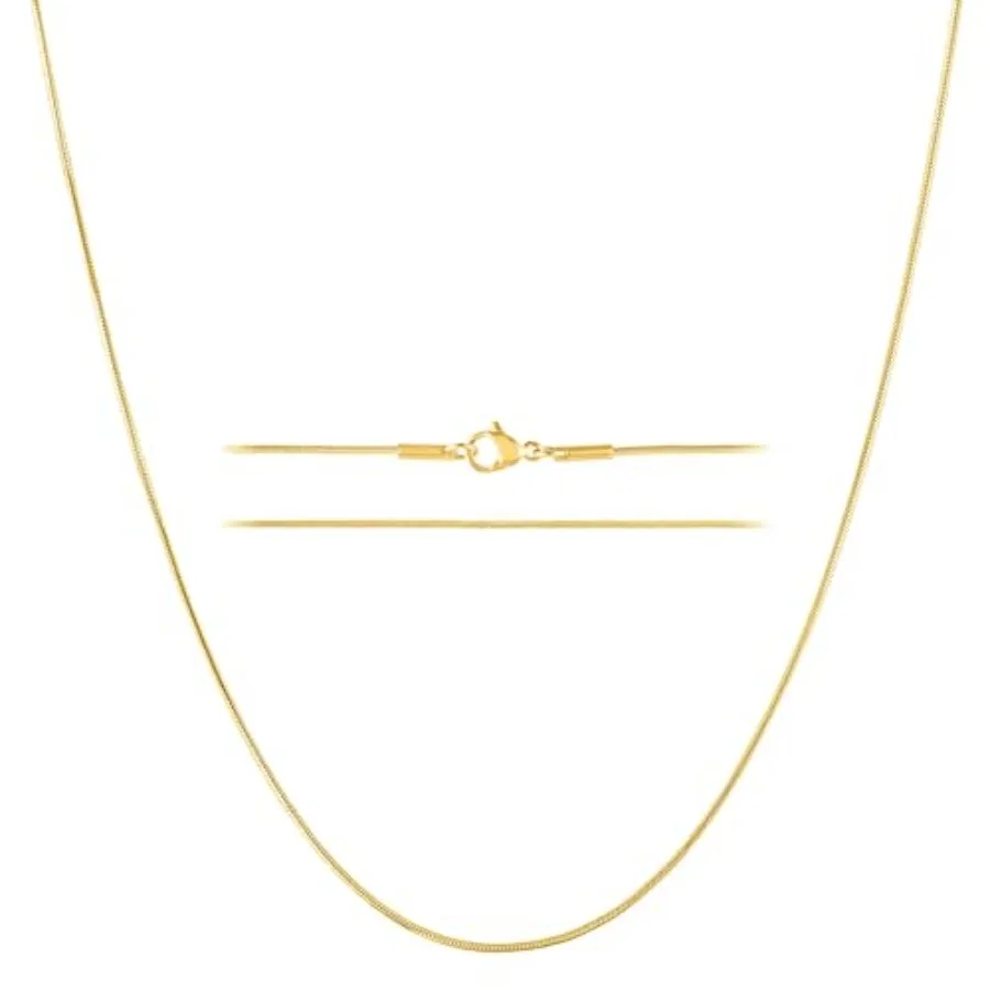 24k Gold Snake Cha Necklace Th, Daty, Gold Plated Staless Steel Jewelry for Women and Men with Lobster Clasp