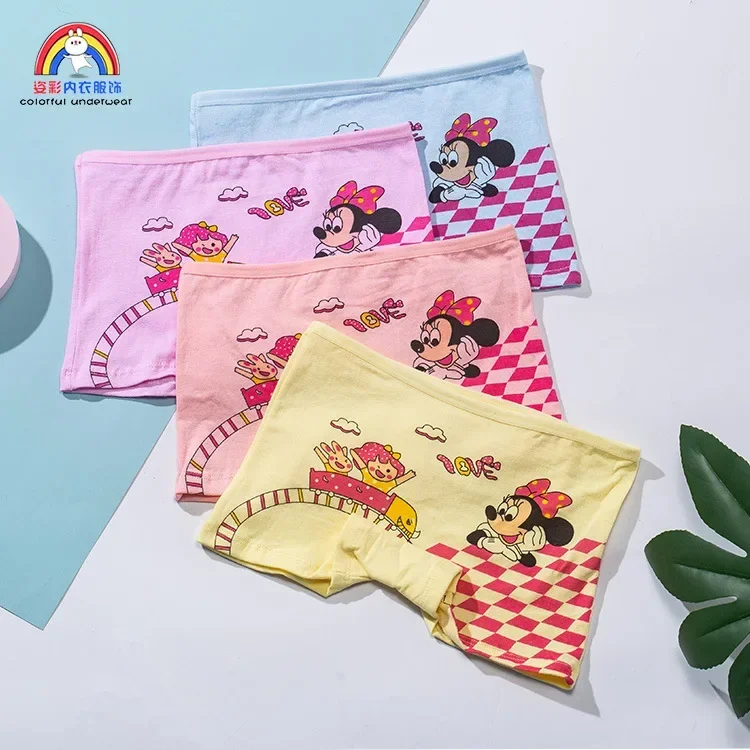 4pcs Disney Minnie Girls Panties Color New Girl Triangle Underwear Cartoon Children Knickers Underpants Kids Boxers Brief