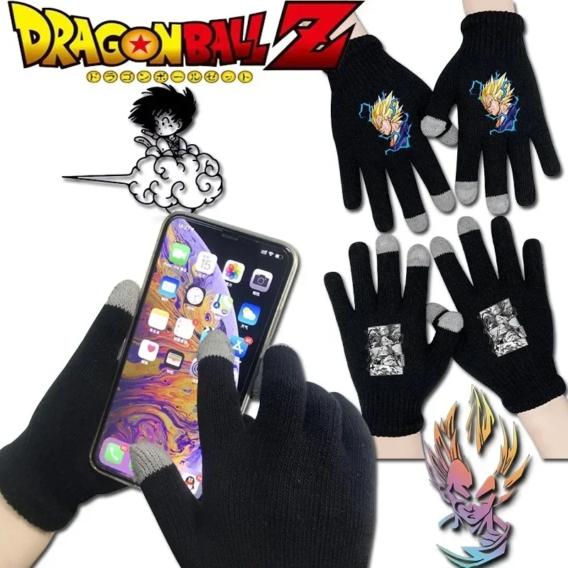 New Dragon Ball Digital Printing Warm Gloves Son Goku Fall and Winter Cold Warm Cartoon Anime Around Knitted Touch Screen Gloves