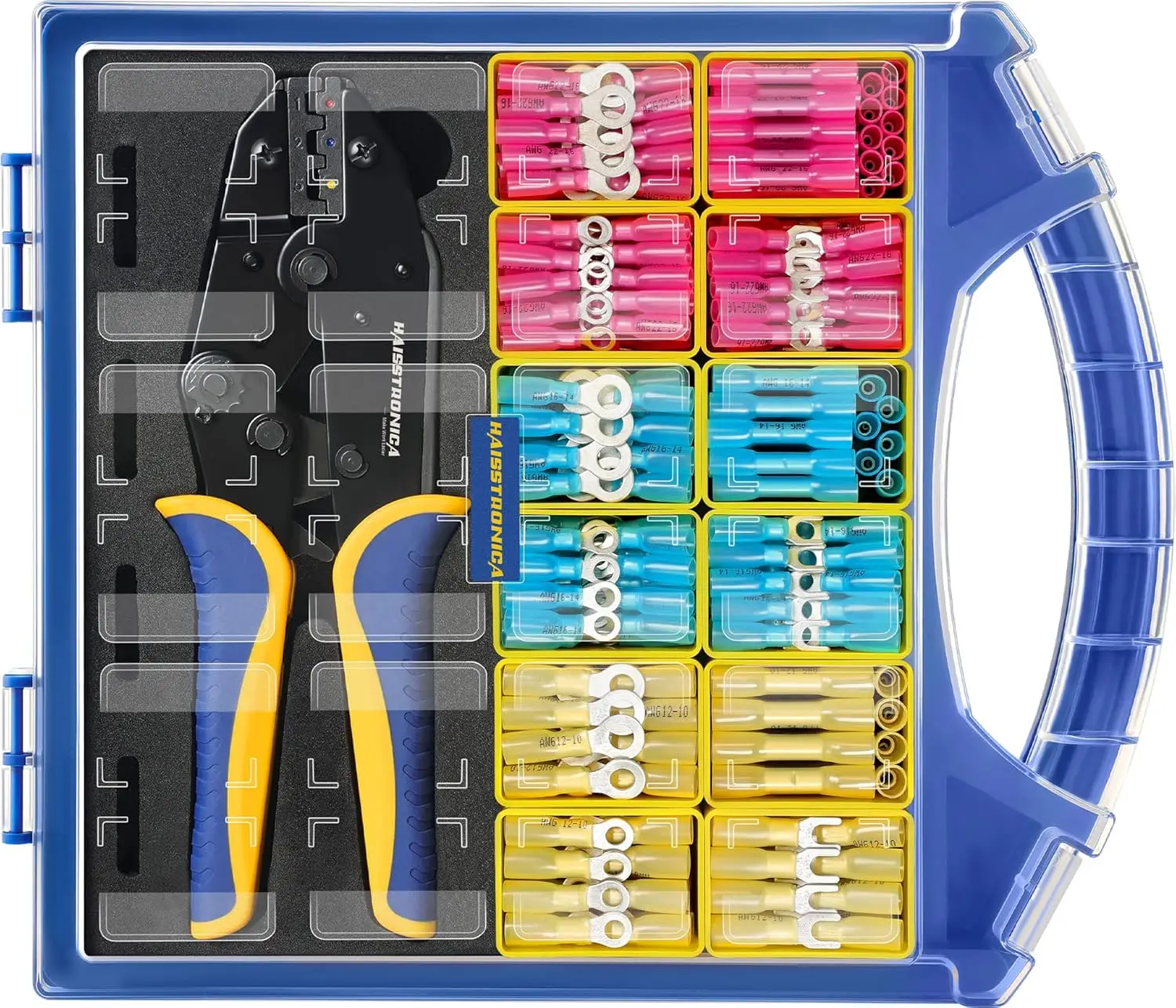 

380PCS Marine Grade Heat Shrink Wire Connectors Kit, 22-10 AWG Electrical Terminals Set with Crimping Tool and Organizer