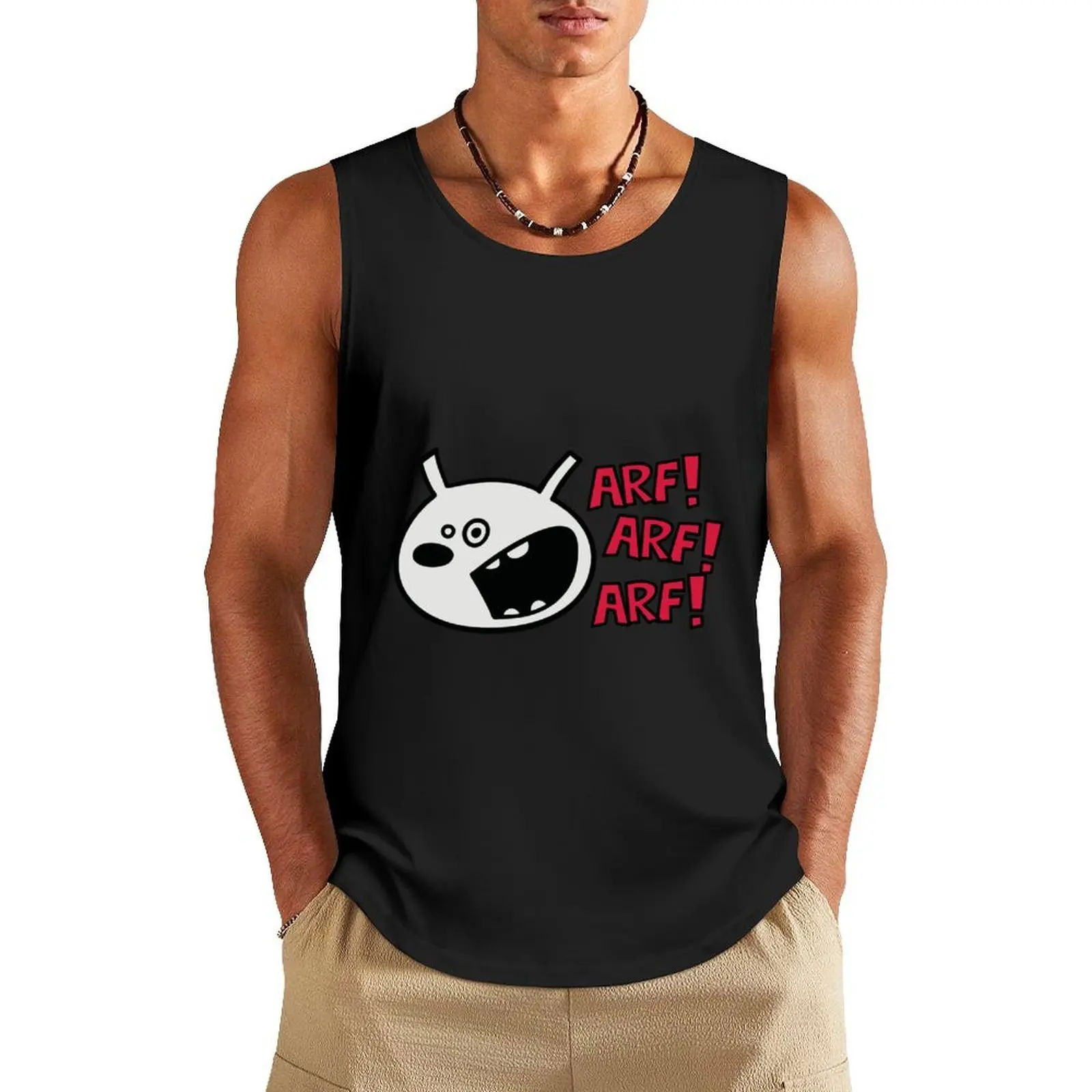 

The dog barks: ARF, ARF, ARF! Tank Top Gym man sleeveless t-shirts for men gym clothing gym t shirt men