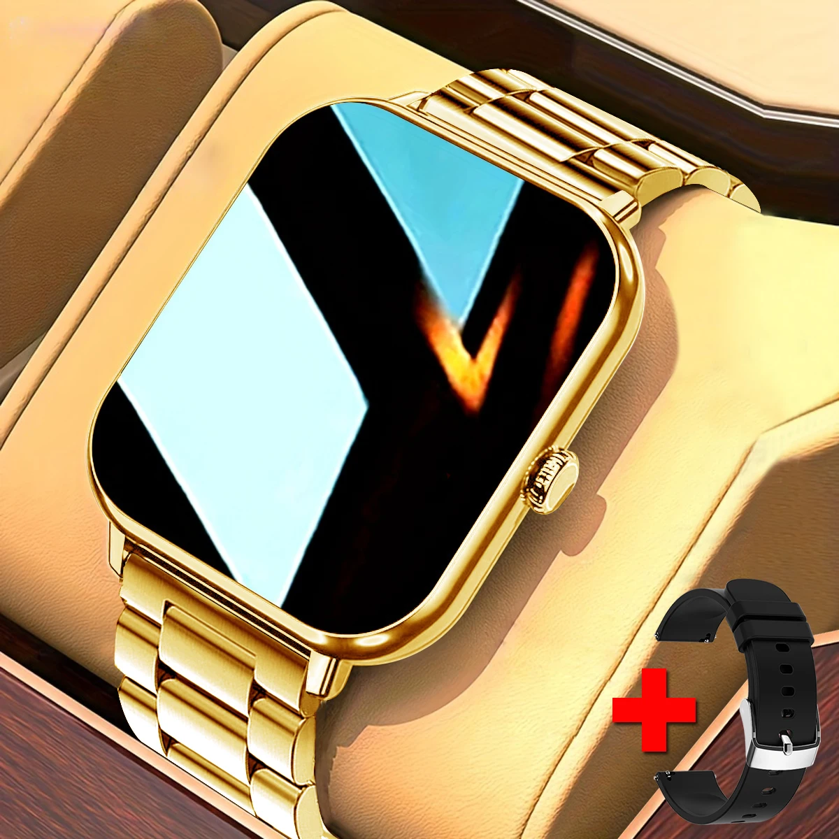 

Новые умные часы 2026 года с TFT HD-экраном, Bluetooth-вызовами, измерением пульса, водонепроницаемостью IP67, спортивным трекером, для мужчин, золотистые, для iOS и Android