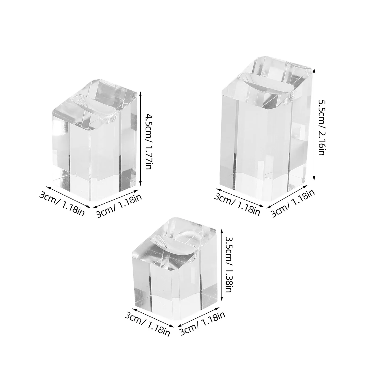 3 قطعة حامل عرض خاتم أكريليك حامل مجوهرات مائل شفاف تصميم عصري أنيق لمعارض المتجر تصوير المجوهرات #5