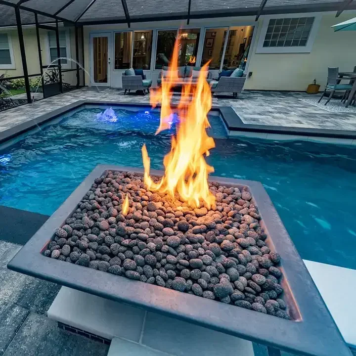 Baseny Fire Bowl Outdoor Corten Steel Water Feature Gaz Fire Pit