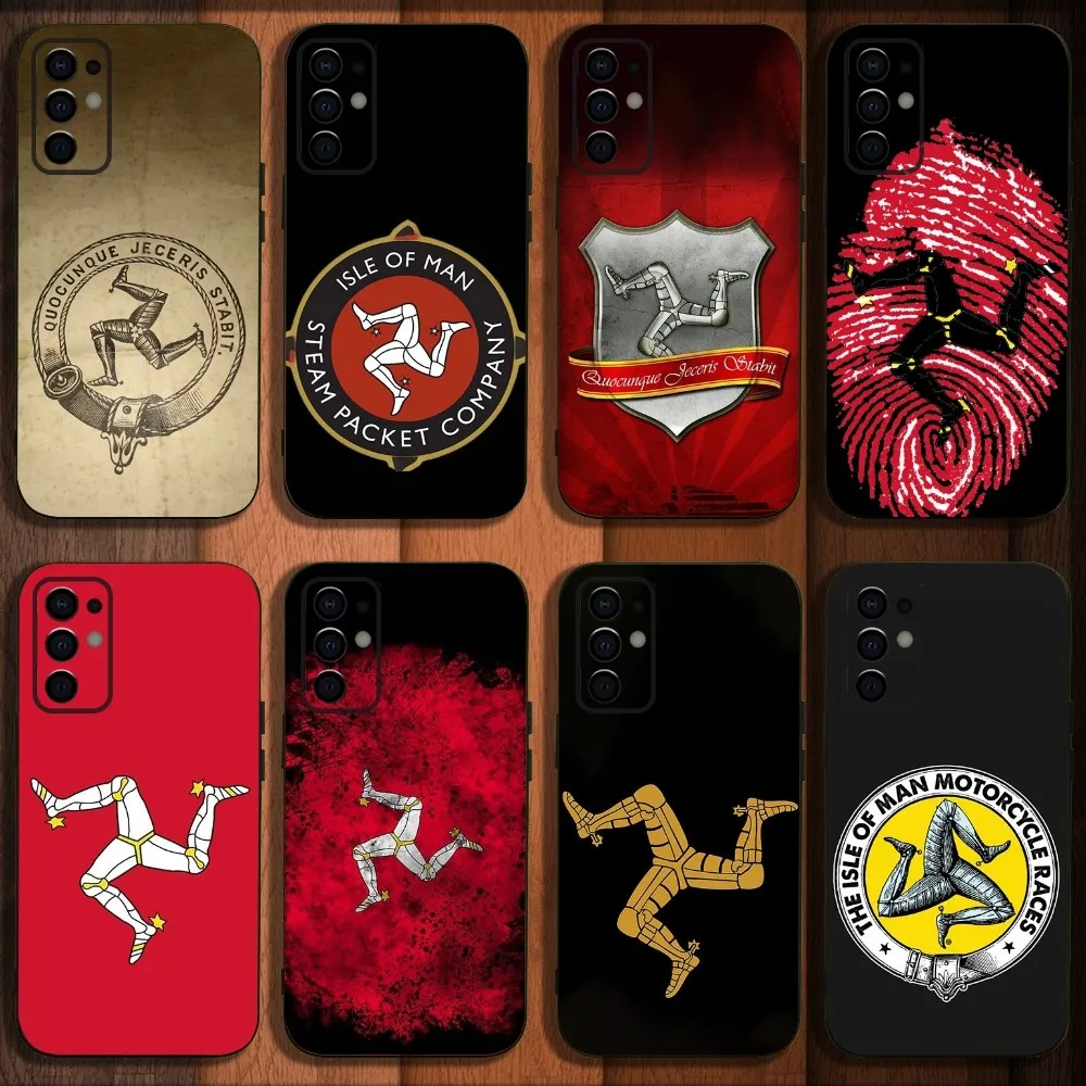 Isle of Man Coat of Arms Phone Case For Samsung S24,S21,S22,S23,S30,Ultra,S20,Plus,Fe,Lite,Note,10,9,5G Black Soft Cover