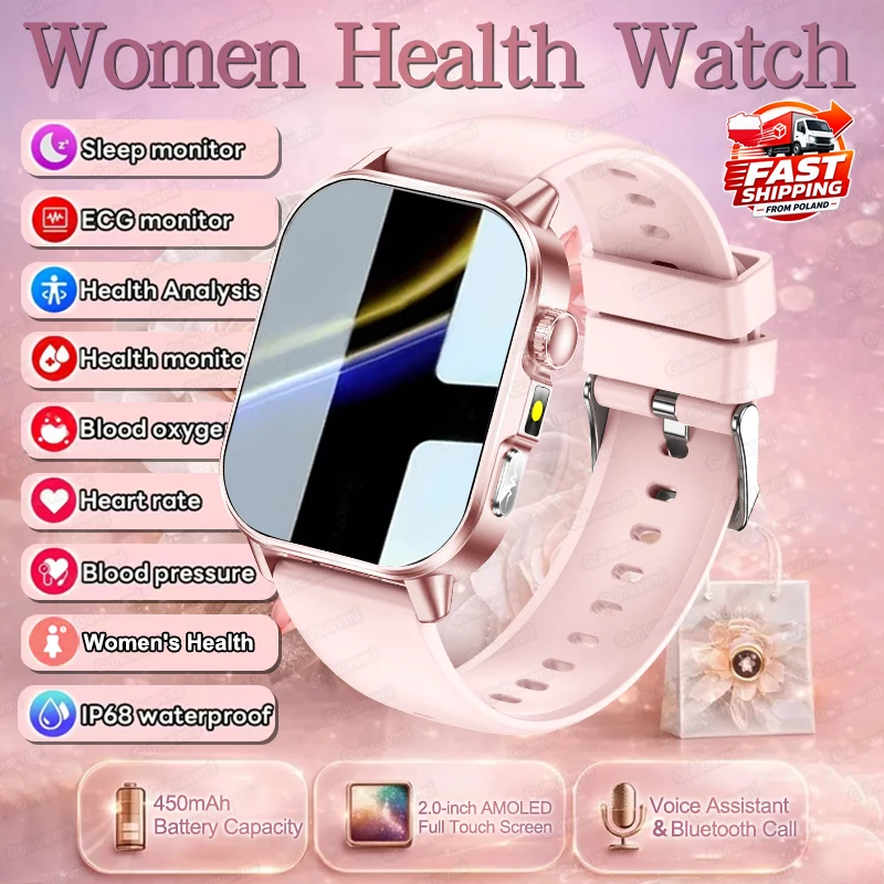 Nouvelle montre connectée pour femmes, ECG+HRV, surveillance de l'acide urique et des lipides sanguins, perception émotionnelle, montre connectée avec appels Bluetooth pour hommes et femmes - Cadeau idéal