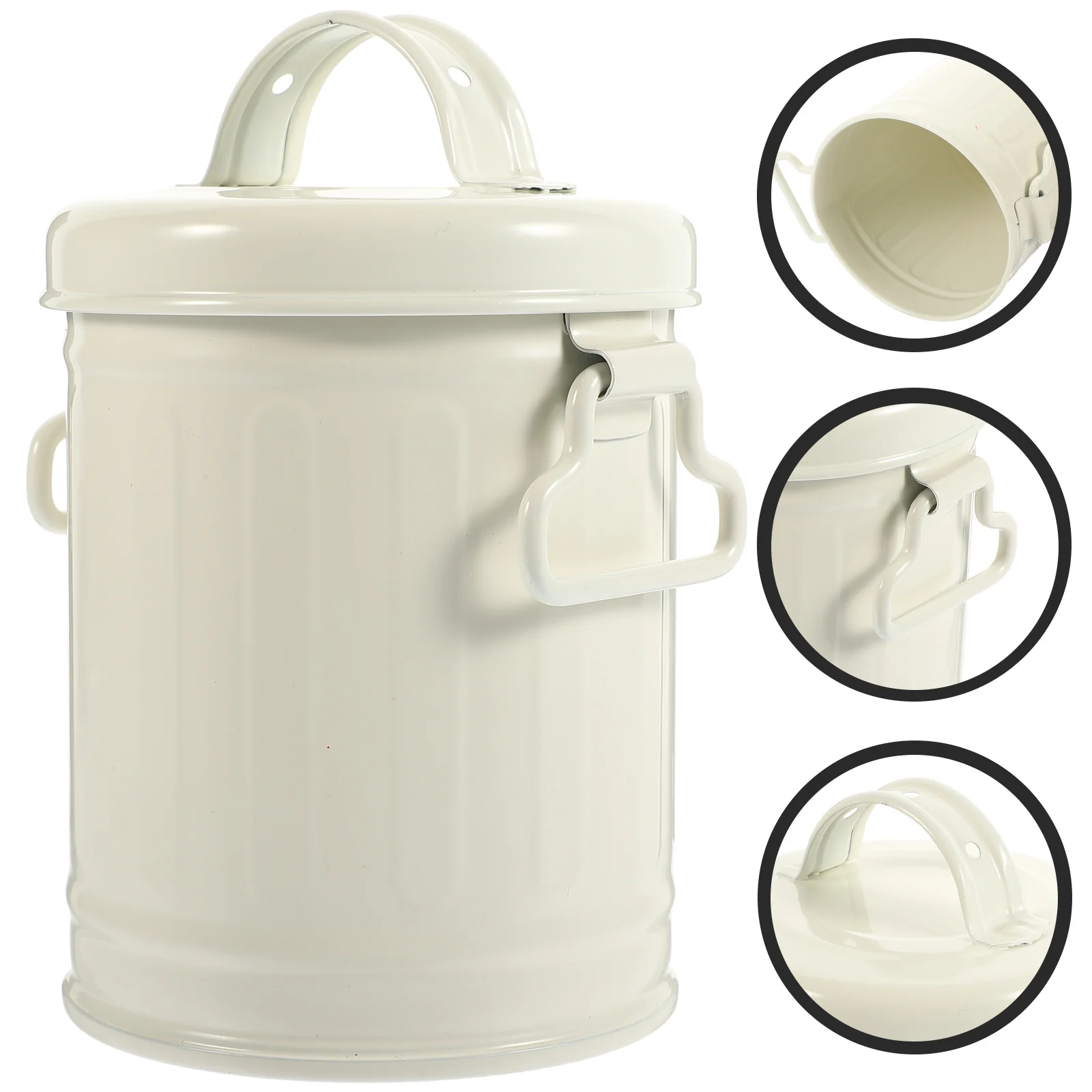 

Stylish Metal Bucket Lid Desk Pen Storage Holder Tabletop Trash Can Makeup Organizer Desktop Trash Can Pen Holder