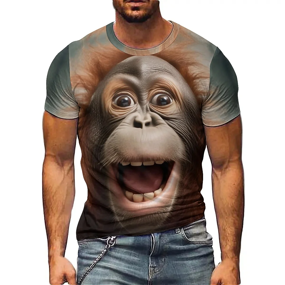

Designer's New Men's 3D Printed Short-Sleeve T-Shirt - Gym Wear, Shirt-Style Tee with Printed Details