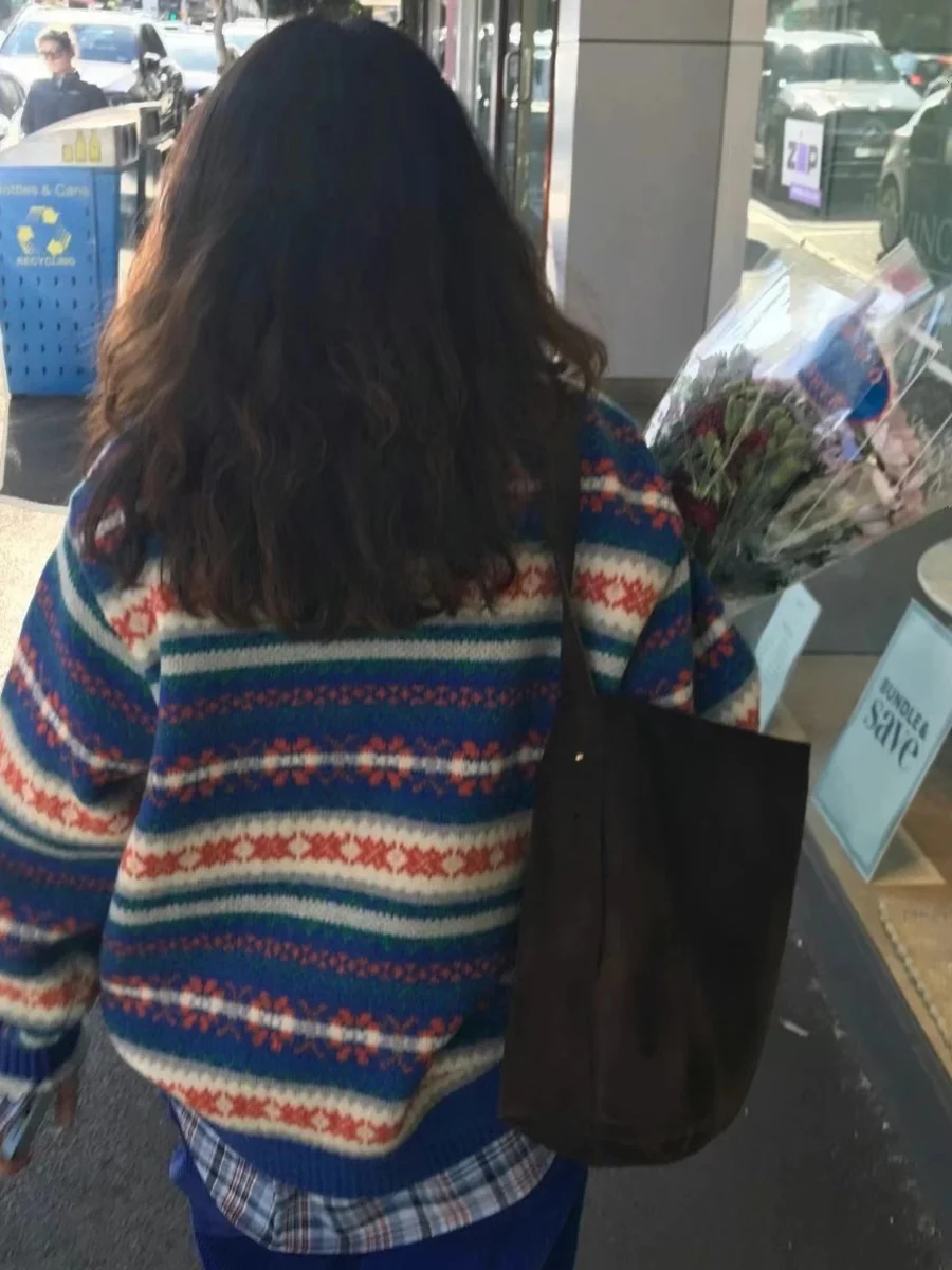 Ele Retro Fair Isle Strickpullover Sweet Sle Round Ne Pullover Premium Quali Wollstoff Herbst Winter Neu eingetroffen