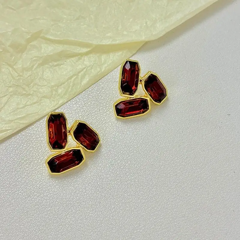  Lightweight Red Diamonds Triangle Earrings for Women Comfort Fit in Sturdy Alloy
