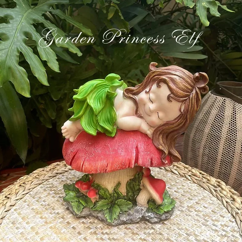 

2026 Garden Craft Elf Girl Figurine Cute Home Decoration Balcony Garden Courtyard Resin Sculpture Gardening Supplies