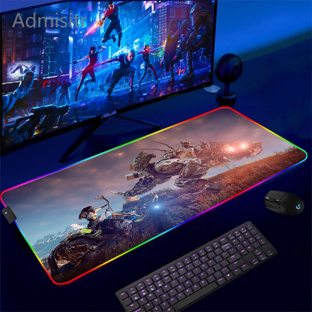 XXL RGB Gaming Colorful Mouse Pads Horizon Zero Dawn Mousepad HD Print Gamer Luminescence Large Desk Mat Computer LED Mouse Mats