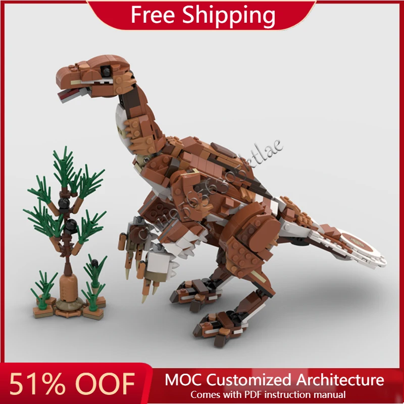 

NEW 668 PCS MOC Creative Cretaceous Orange Dinosaur Building Blocks Model Educational DIY Assembly Toy For Boys birthday Gifts