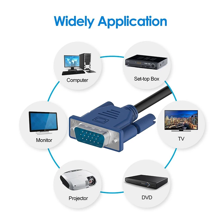 VGA 4 + 5 Kabel Monitor Komputer Host Kabel Koneksi Data Ekstensi Video Proyektor 1/1.5M