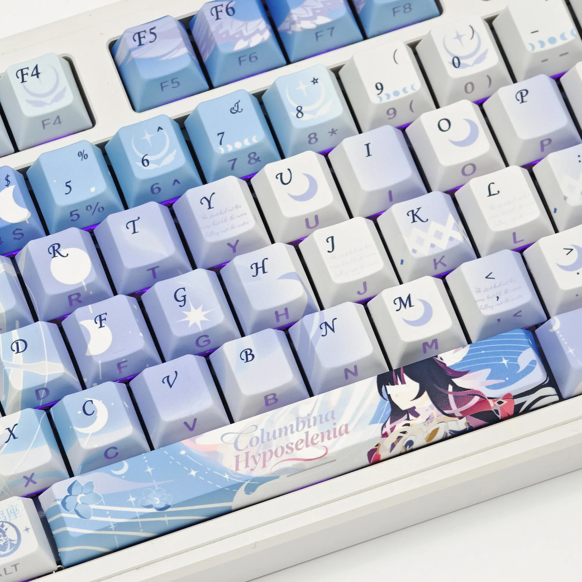 MAIMOOO Genshin Impact Columbina Keycap 137Keys Cherry Profile PBT Side Engraved Anime Game Keycaps for Mechanical Keyboard