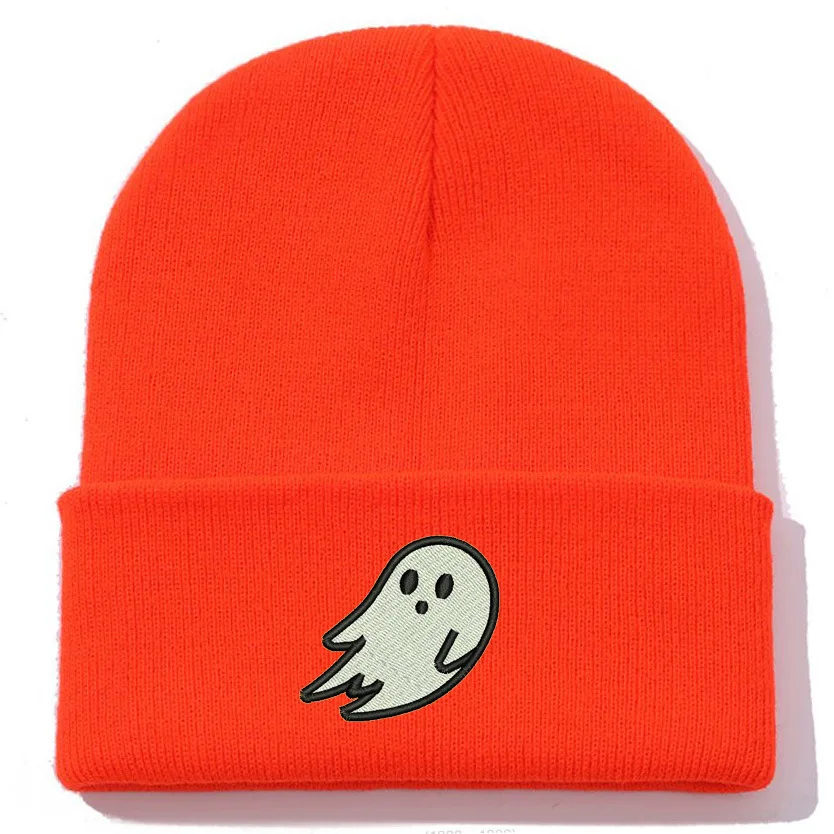 Zima Jesień Unisex Użytkownik Duchy Krzywe przez wiatr Haft Akrylowe czapki Czaszka Kapelusz dla mężczyzn Kobiety Keepwarm Cold Caps W246