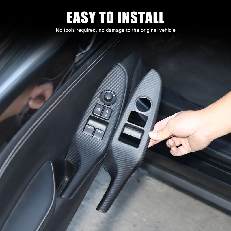 

Настоящее углеродное волокно для Mazda MX5 ND 2016-2023, кнопка подъема окна автомобиля, декоративная рамка, наклейка, аксессуары