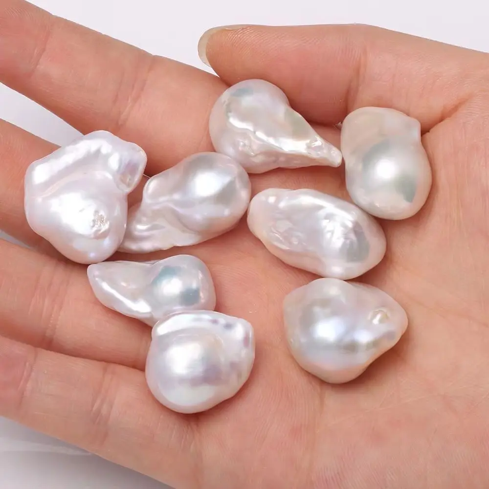 1PCS Wholesale Natural Fresh Water Baroque Shaped Pearl Dazzling White 14-20mm Non-porous Beads DIY Female Pendant Jewelry