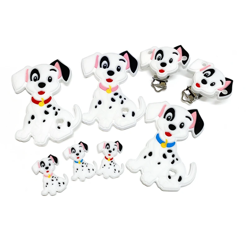 

1/3/10pcs Dalmatians Silicone Baby Figure Teether Pendant DIY Nursing Necklace Pacifier Clips Jewelry Accessories