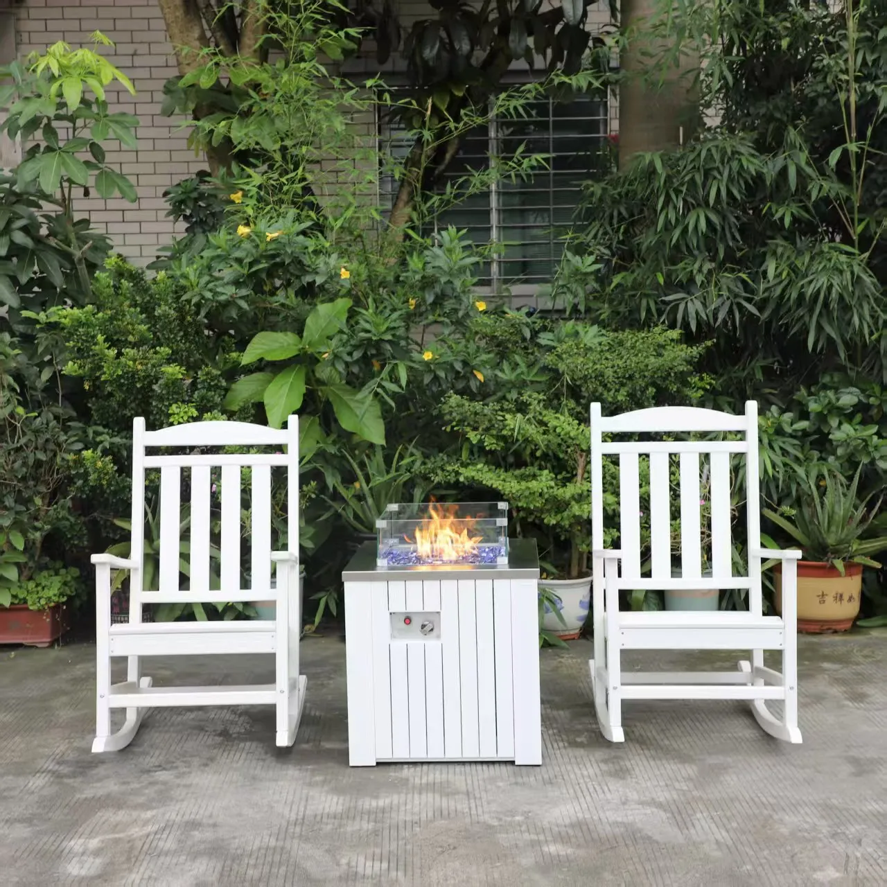 24 Inch Outdoor Propane, Rain Lava Rocks Patio Fire Pit Table With Lid & Cover For Backyard Gatherings, Inch,white