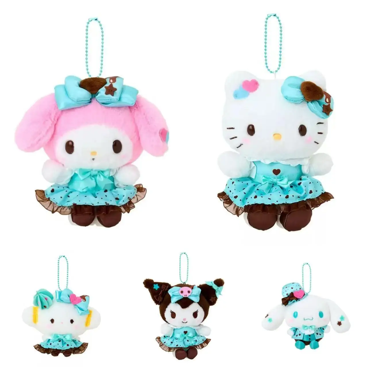 

Sanrio Mint Chocolate Series 10cm Plush Toy Hellokity Melody Kuromi Kawaii Cartoon Keychain Backpack Pendant Children's Gift
