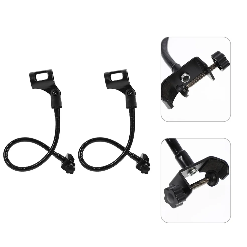 

2pcs Flexible Goose Neck Microphone Holder Adjustable 360 Degree Stand For Podcasting Studio Recording Mic Bracket Accessory