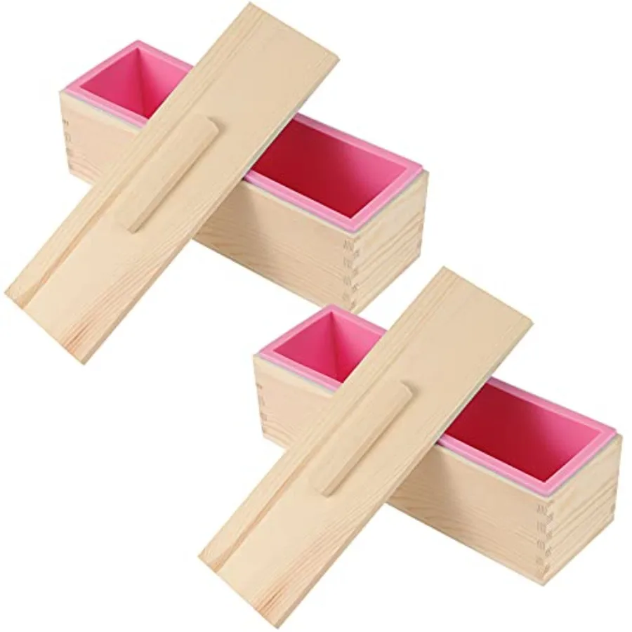 

Rectangular Soap Mold, Flexible Soap Loaf Mold with Wooden Cover and Box for Soap Making, Candle, Cake, Pudding, Chocolate