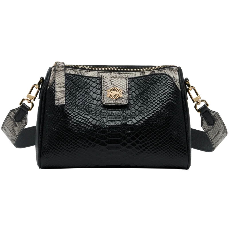 ZOOLER, bolso cruzado de piel auténtica con patrón de animales para mujer, bolso de hombro Original, monederos de seda para niñas, negro, nuevo #