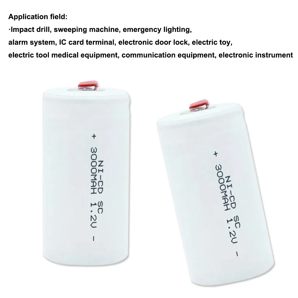 SC 1.2V 3000mAh Rechargeable Battery Sc Sub C Ni-cd Cell Batteries with Welding Tabs for Electric Drill Screwdriver