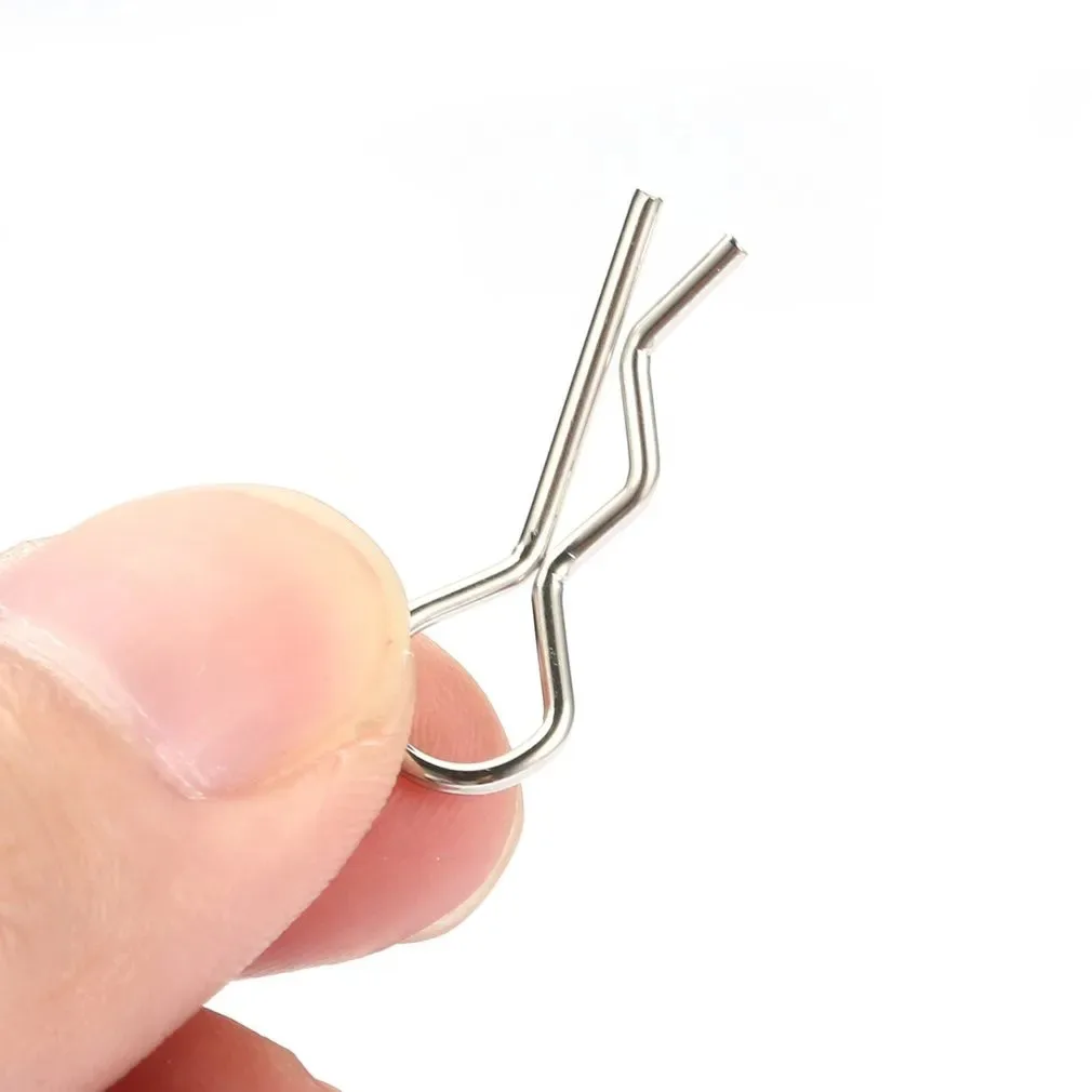 NEEBRC 25/50PCS Metal R-type Cotter Pins R Buckles Wave Latch Bolt RC Body Clips Car Model Accessories Truck Buggy Shell Parts