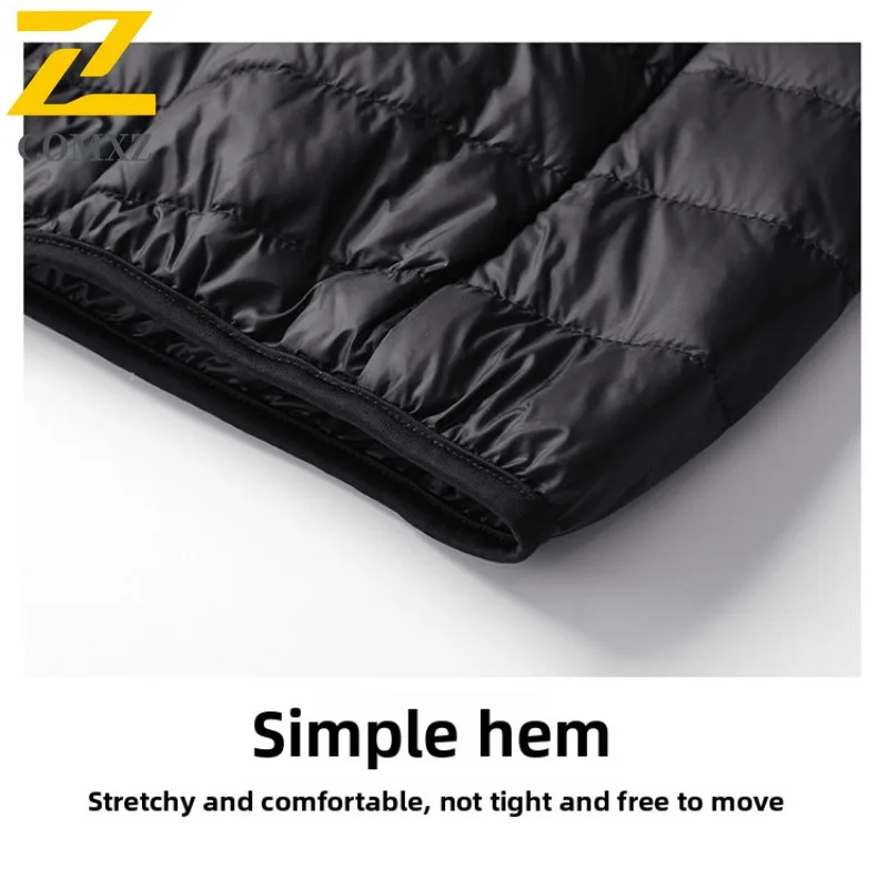 COMXZ Luxurious Men Down Jacket Hooded Commuting Office Ultra Light Puffer Jacket Travel Comfort Windproof Warm Winter Coat