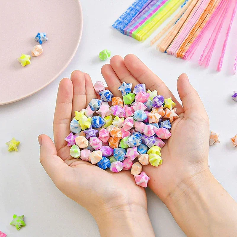 210 Sheets Origami Stars Papers Luminous Origami Stars Paper Strips Lucky Star DIY Hand Decor Folding Paper Crafts Arts Supplies