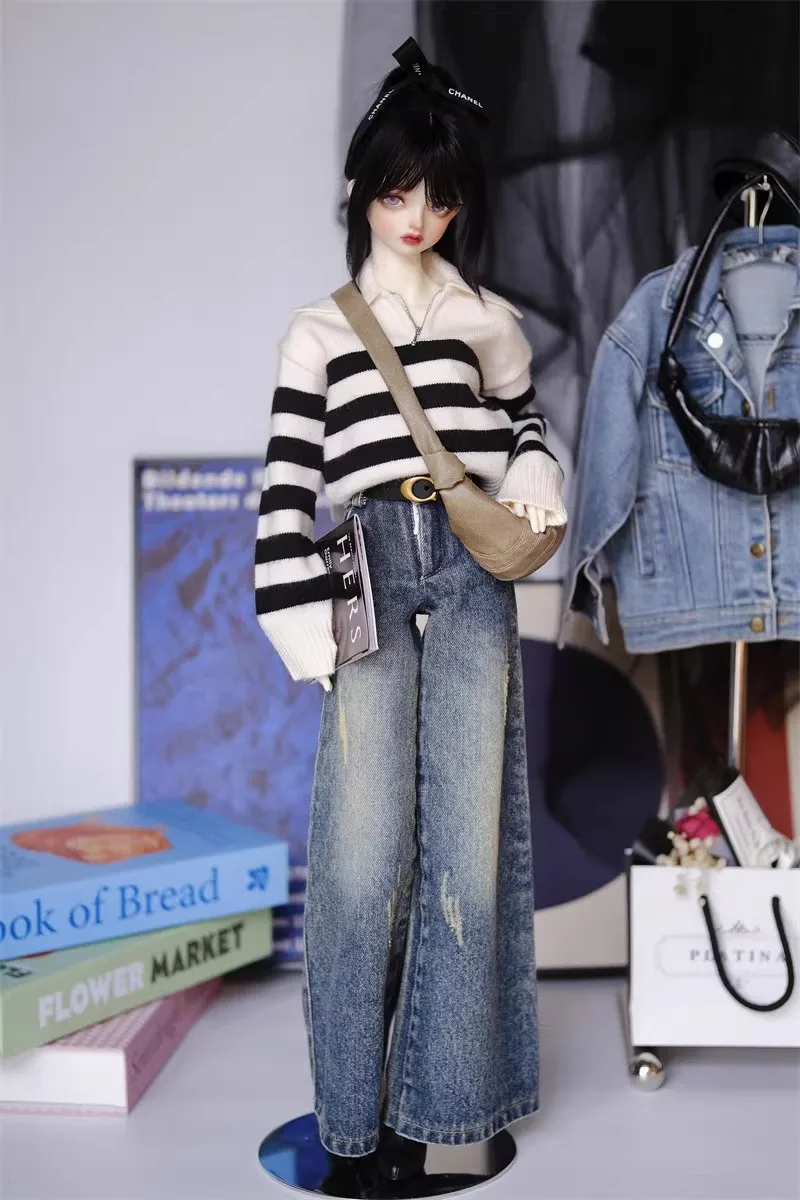 BJD Doll Jeans Clothes Blue Girls Toys Elegant 1/3 1/4 Boot-cut Pants Denim Series Retro Wash Micro Wide Leg Doll Accessories