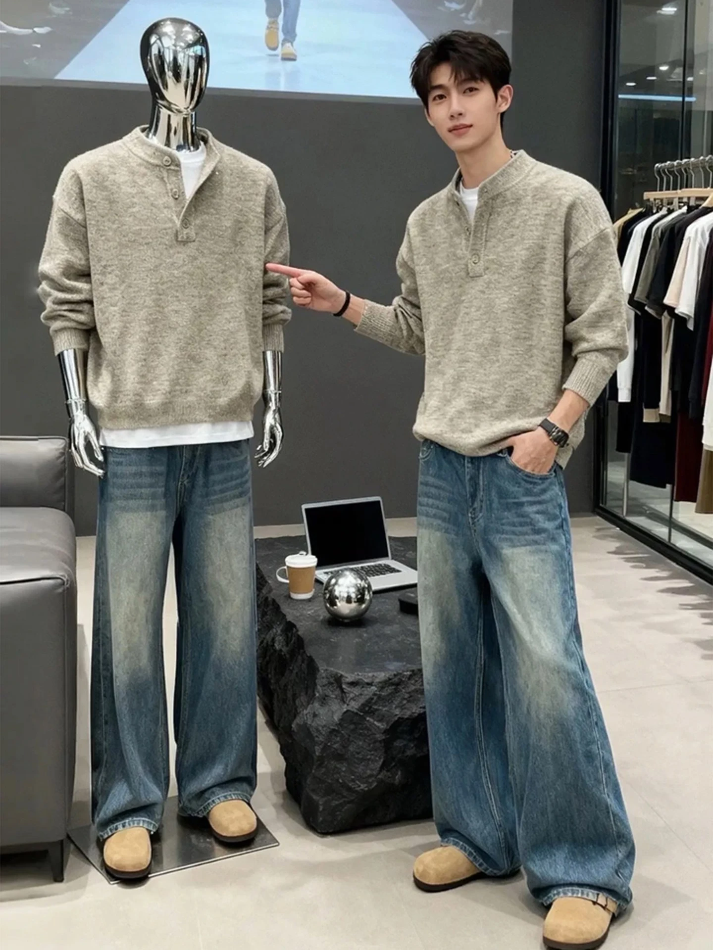 

American Sle Vintage Men's Knitwear Heavyweight Winter Henley Ne Long Sve Base Layer irt Cleanfit Inner Wear Top