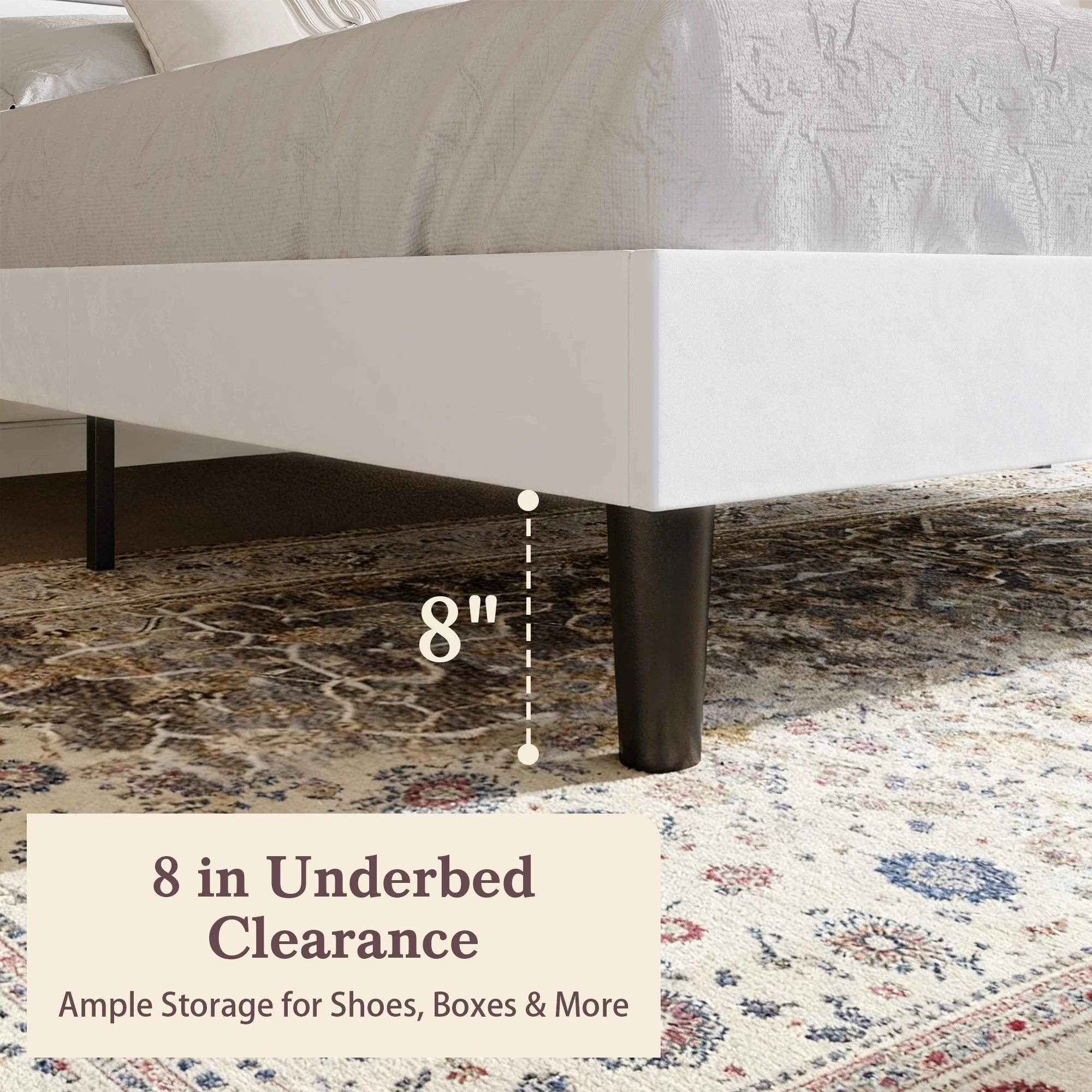 إطار سرير بمنصة كاملة/ملكة/ملك من HOOMIC مع لوح رأسي منجد مخملي، شرائح خشبية قوية، لا حاجة إلى صندوق زنبركي