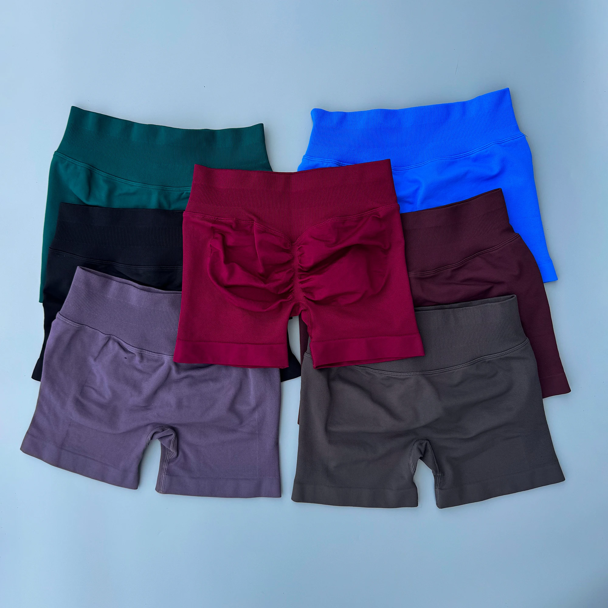 AURA SHARK Shorts 4.5" Women Fitness Sports Biker Shorts Low Ribbed Band Gym Workout Scrunch Butt Yoga Seamless Leggings