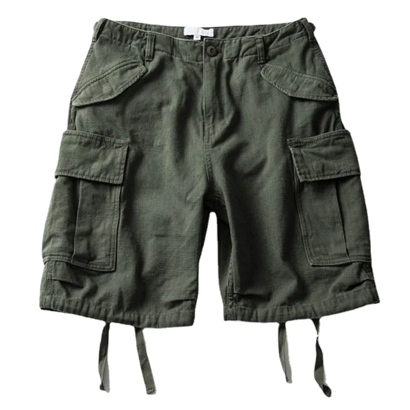 Tide Brand Men's Solid Color Three-dimensional Pocket Casual Cotton Loose Men's Shorts Cargo Pants Mens Shorts Summer