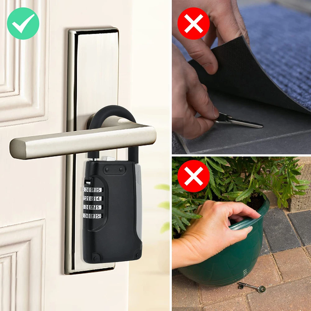 Black Weatherproof Cadeado, Key Lock Box, Combinação pequena, 4 Código Digit, Keys Safe Storage, Realtor Contractor, Casa Fora