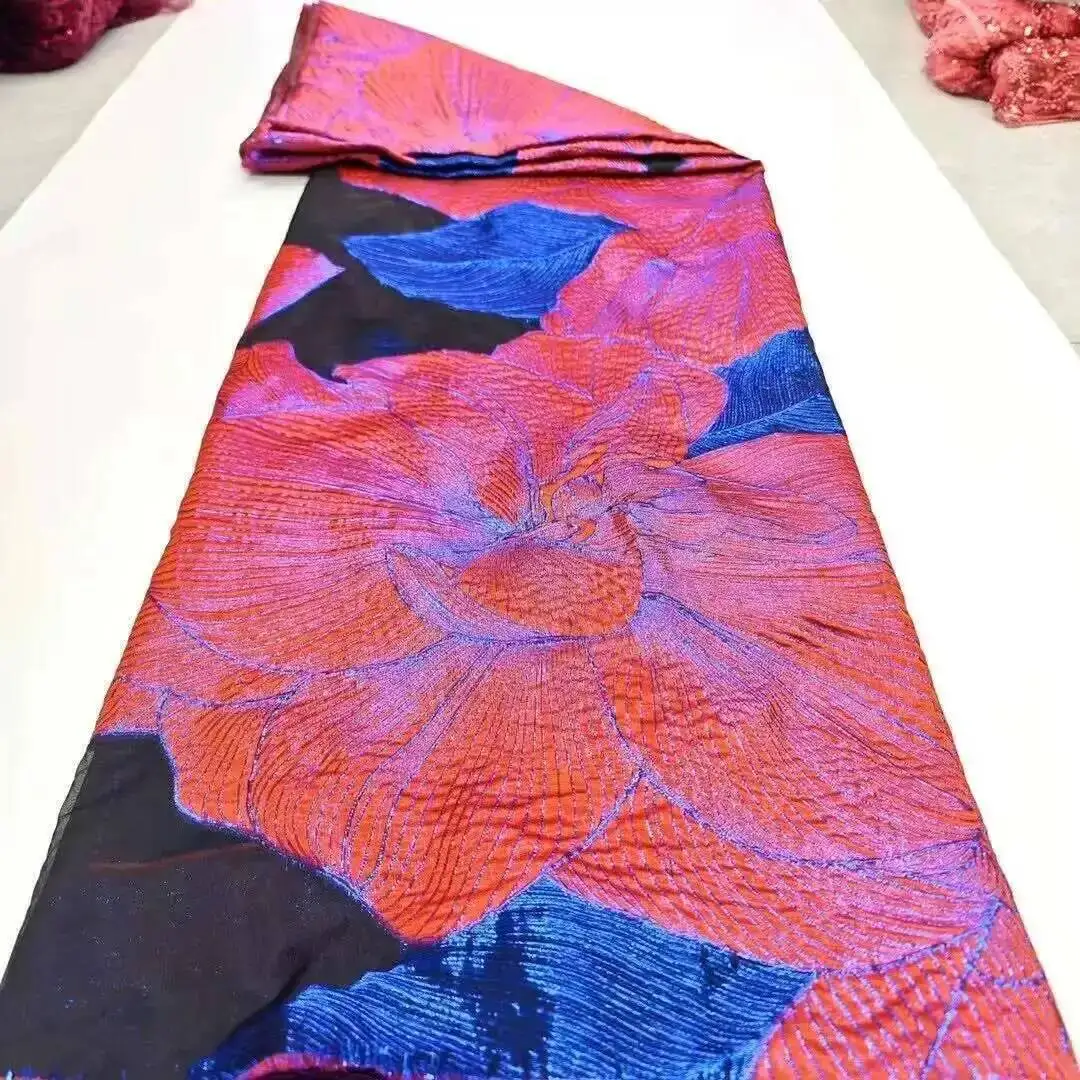 

African Nigerian High-Quality Tulle Lace Fabric Organza Embroidery Guipure for Party Gown Jacquard Wedding Dress 5Yard