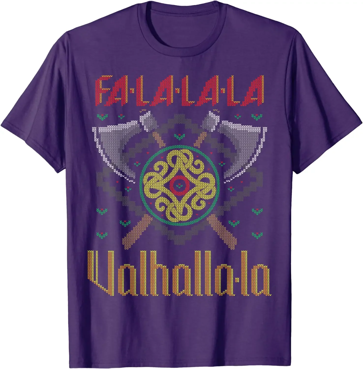 Fa-La-La Valhalla Ugly Christmas Sweater Nordic  style T-Shirt Short Sleeve Casual 100% Cotton O-Neck Mens T-shirt