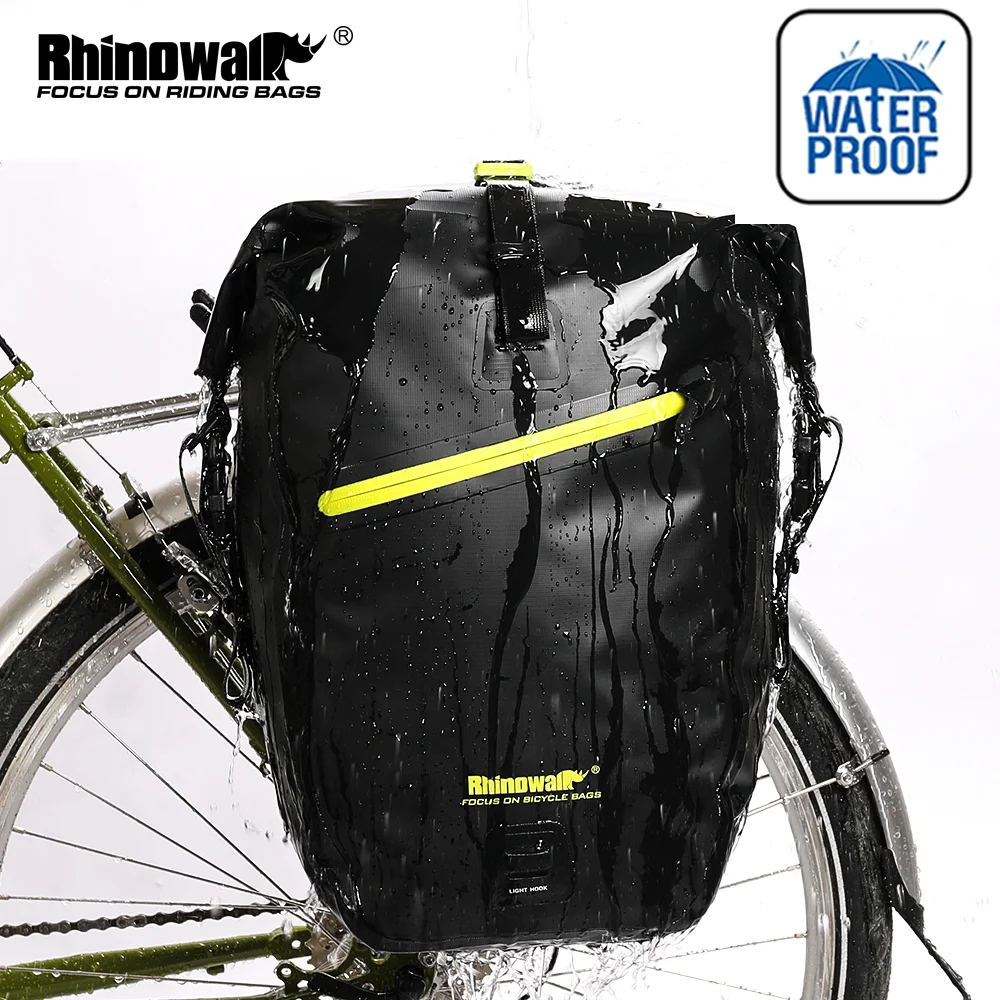 Rhinowalk Waterproof Bike Bag Pannier Bag 27L Large Capacity MTB Cycling Trunk Bag Bike Rear Rack Tail Bag Back Seat Side Bag