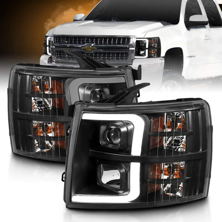 

Для Chevy Silverado 1500 и 20072014 2500HD 3500HD светодиодный галогенный ламповый четырехпроектор, комплект автомобильных фар в сборе с H