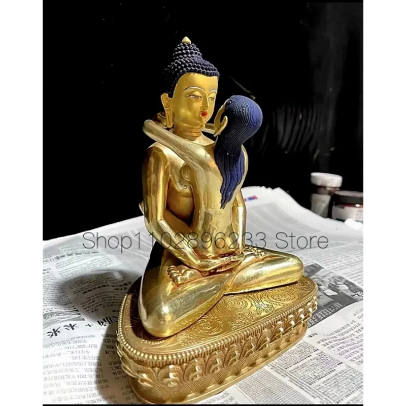 The 7-inch pure copper gilded gold Tibetan legend of the Buddha statue of King Pu Xian is enshrined in the Tantra family, and t