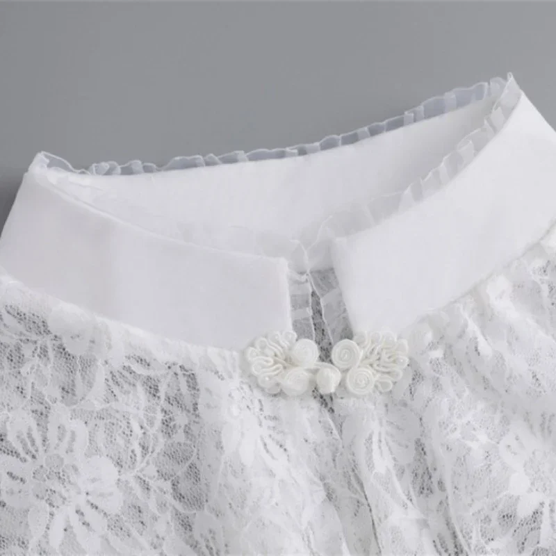 وهمية طوق قميص نسائي الدانتيل الكتف يلتف انفصال الياقات الزخرفية ربيع الخريف بلوزة بلايز شالات فستان طوق كاذبة #4