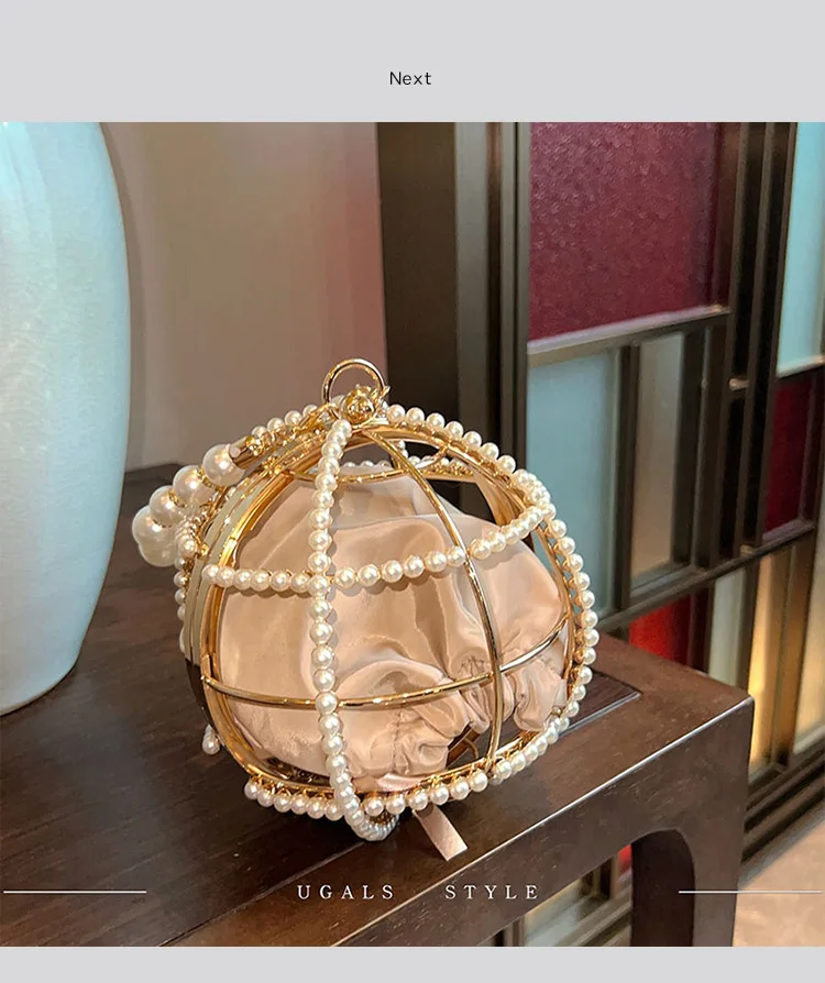 Luxury Wedding Clutch Bag Ball Handmade Pearl Hollow Out Metal Cage Handbags Party Purse High Quality Evening Bag Diamond 2025