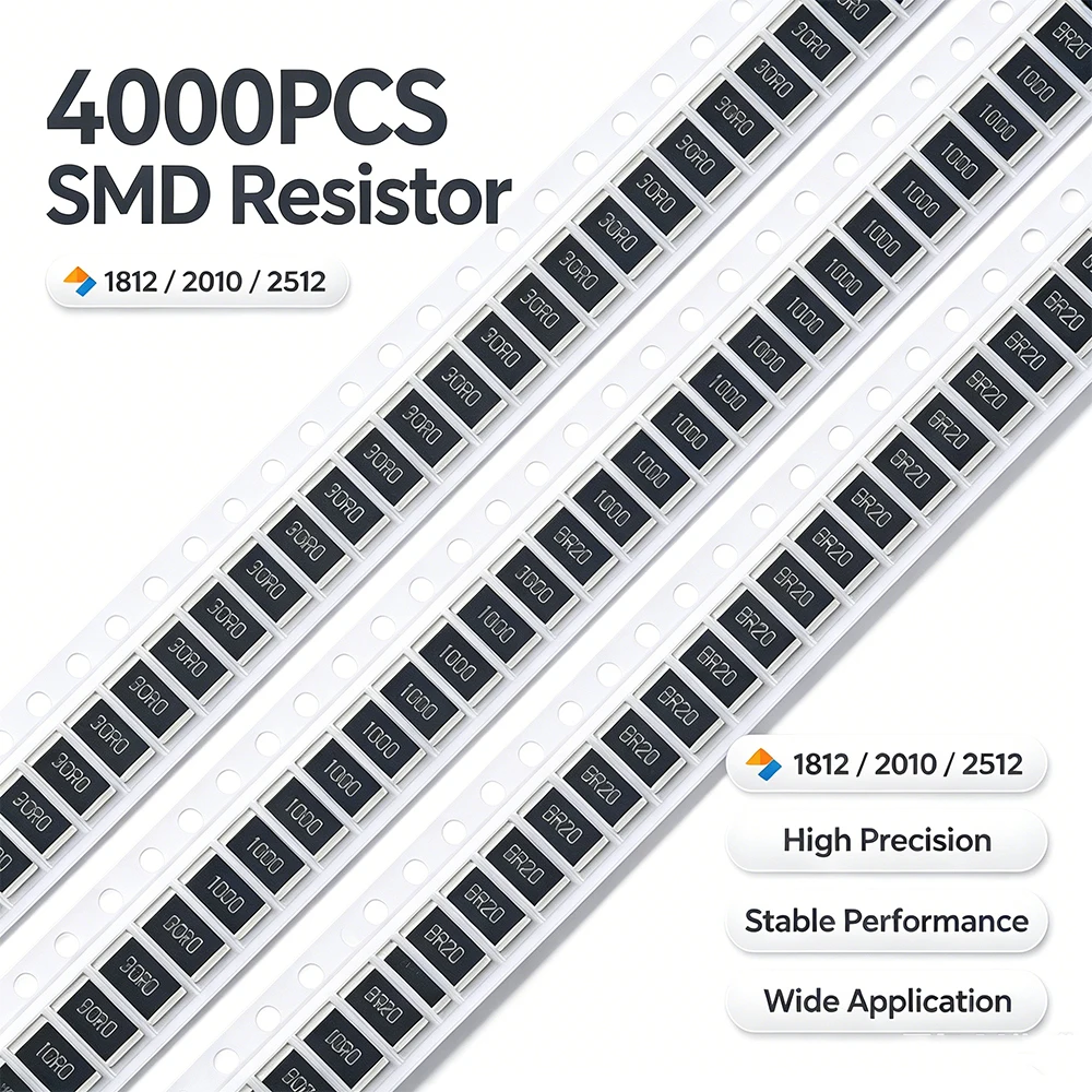 4000PCS 1812 2010 2512 SMD Resistor 1% 0R 10R 22R 33R 47R 100R 220R 330R 470R