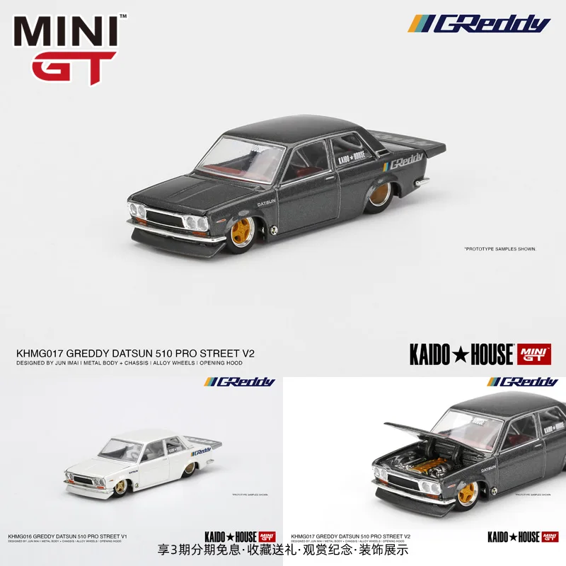 MINIGT 1:64 KAIDO HOUSE Datsun 510 streetcar GREDDY KHMG016 KHMG017 Diecast alloy car model  toys gift ornaments