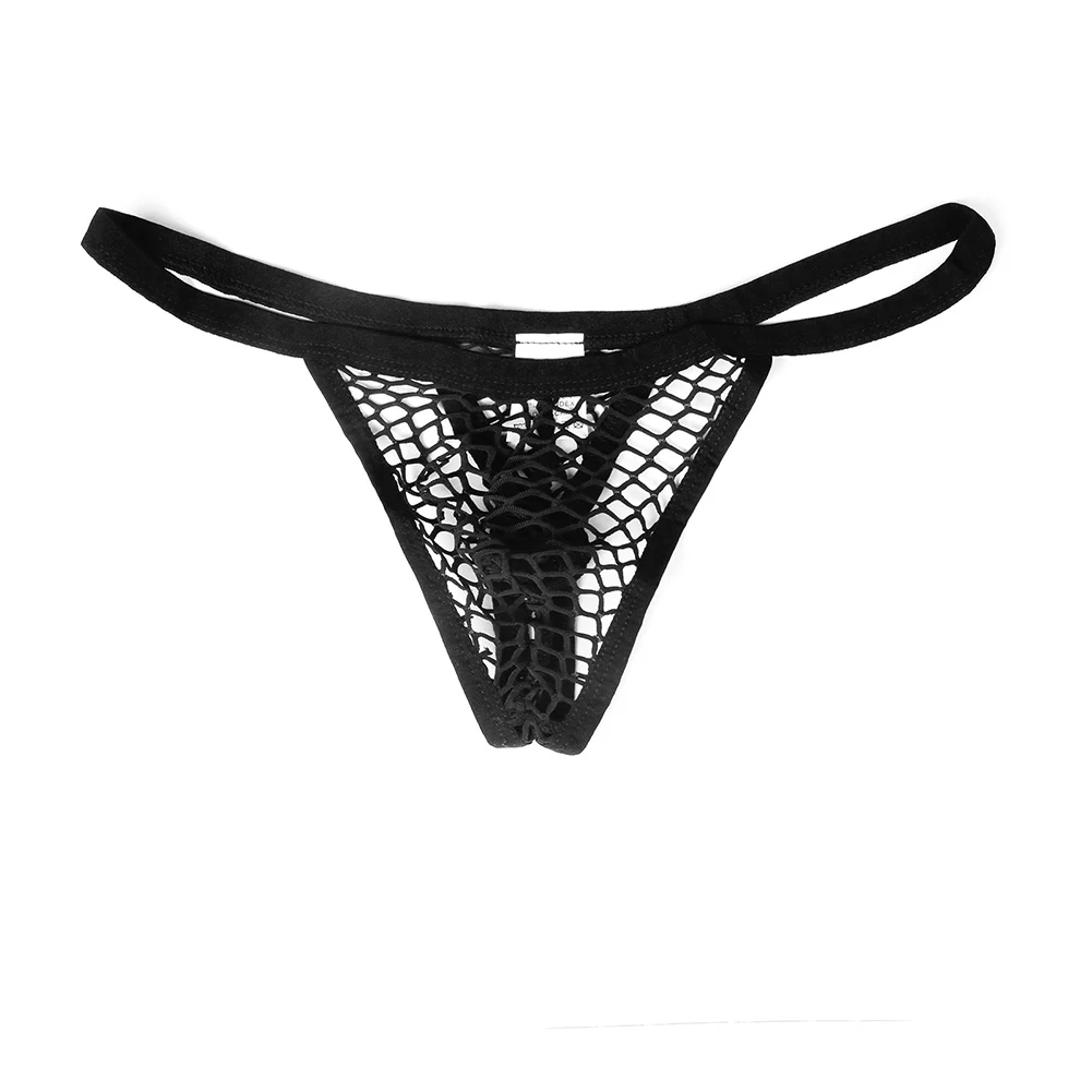 

Men Sexy Big Hole Hollow Out Thongs Elastic Underwear See Through Lingerie Mesh U Pouch Panties Erotic Femboy G-strings T-Back