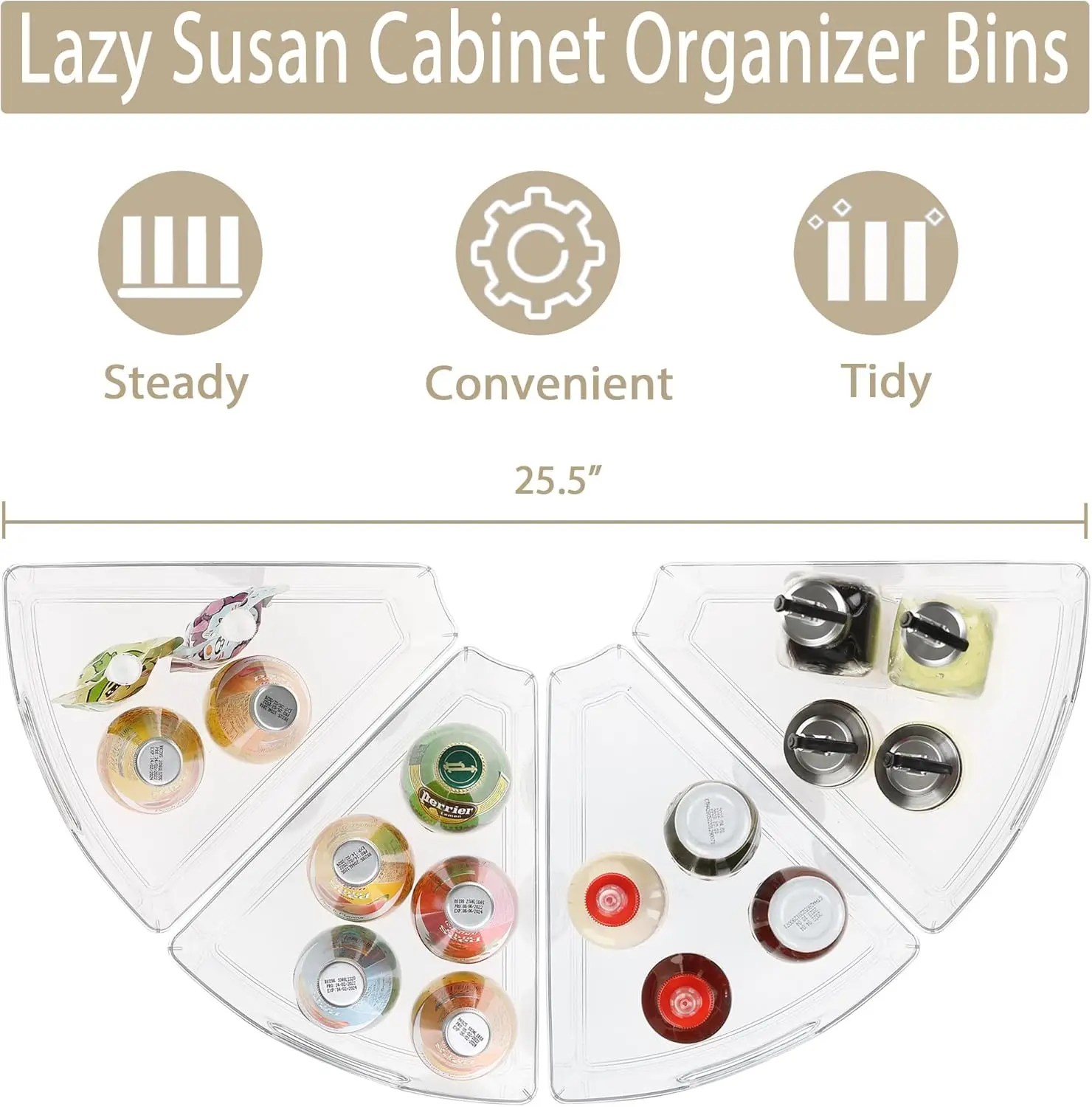 

Uralfa Lazy Susan Organizer Bins - Clear Turntable Organizer, Plastic Kitchen Storage Bins For 26""-28"" Diameter Corner