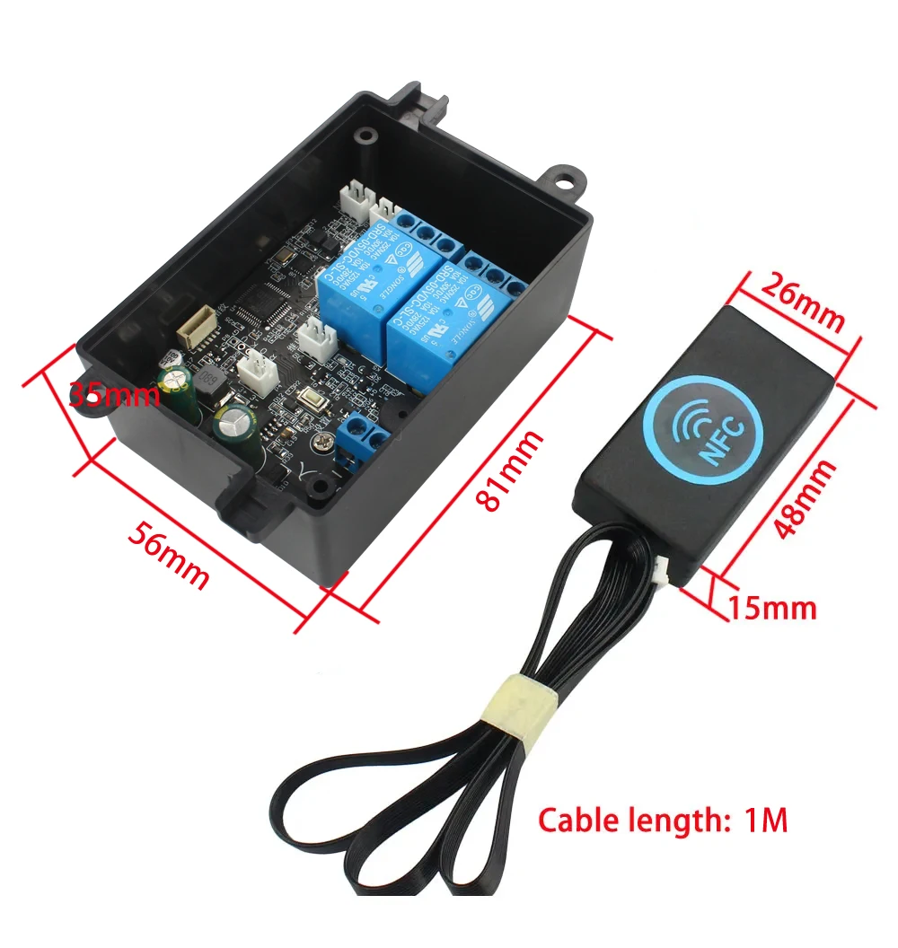 Mobile phone NFC fingerprint Relay Control panel IC 13.56mhz dual channel relay module Car Door electric bicycle DIY accessories